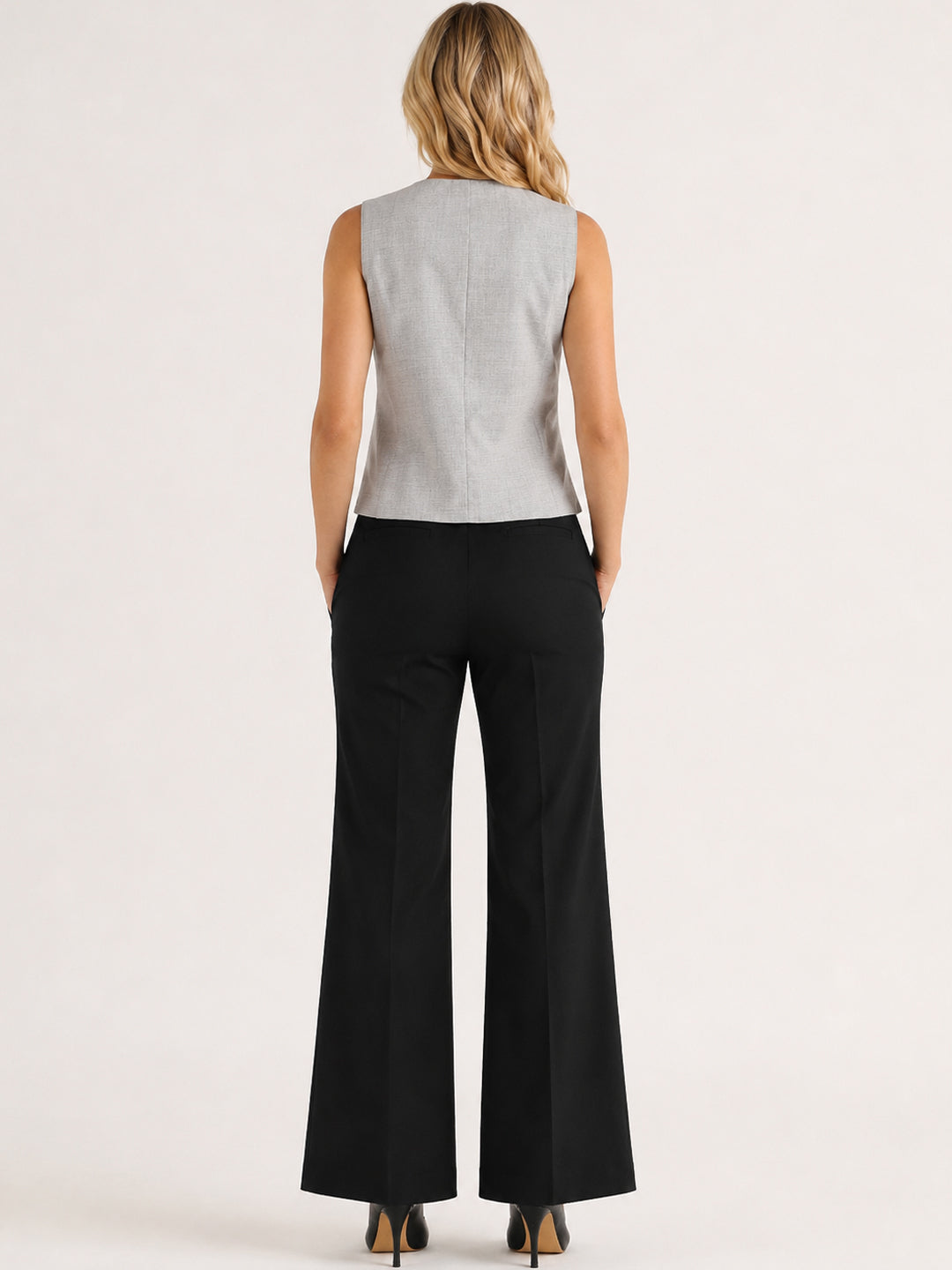 Hancock   Women   Light Grey & Black   Solids   Viscose Rayon   Slim Fit   Formal   Suit Set