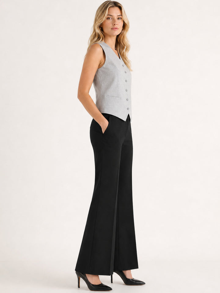 Hancock   Women   Light Grey & Black   Solids   Viscose Rayon   Slim Fit   Formal   Suit Set
