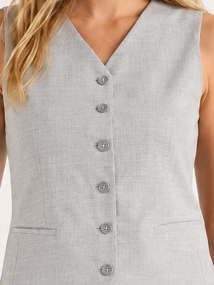 Hancock   Women   Light Grey & Black   Solids   Viscose Rayon   Slim Fit   Formal   Suit Set