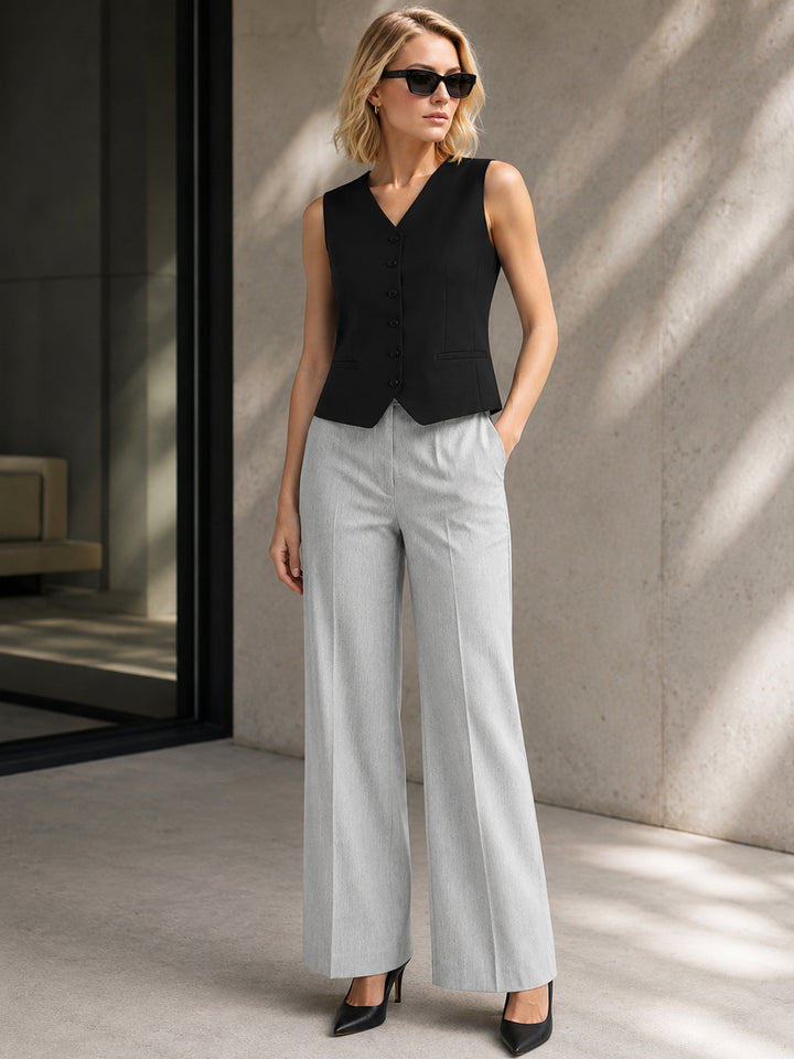 Hancock   Women   Black & Light Grey   Solids   Viscose Rayon   Slim Fit   Formal   Suit Set
