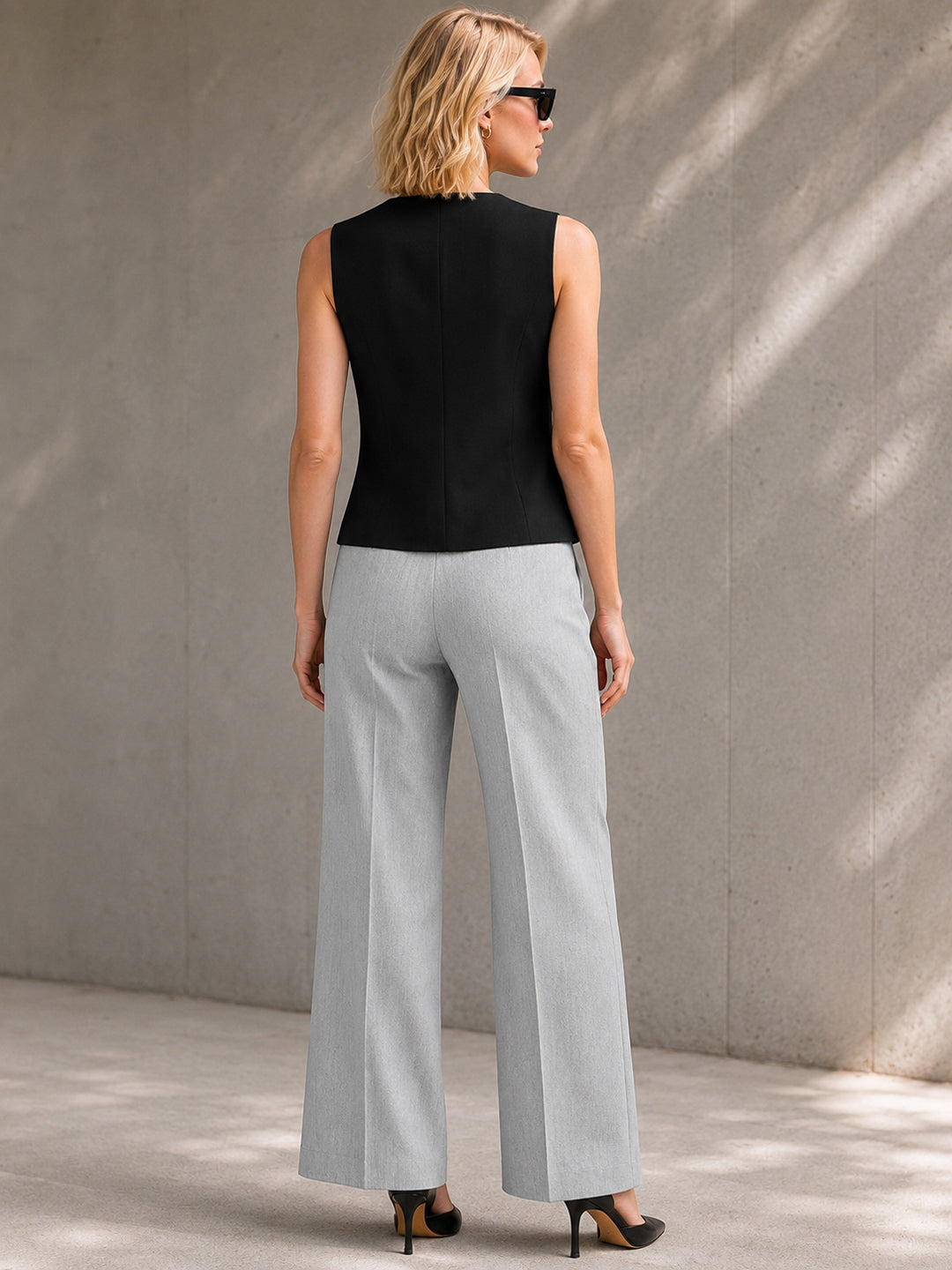 Hancock   Women   Black & Light Grey   Solids   Viscose Rayon   Slim Fit   Formal   Suit Set