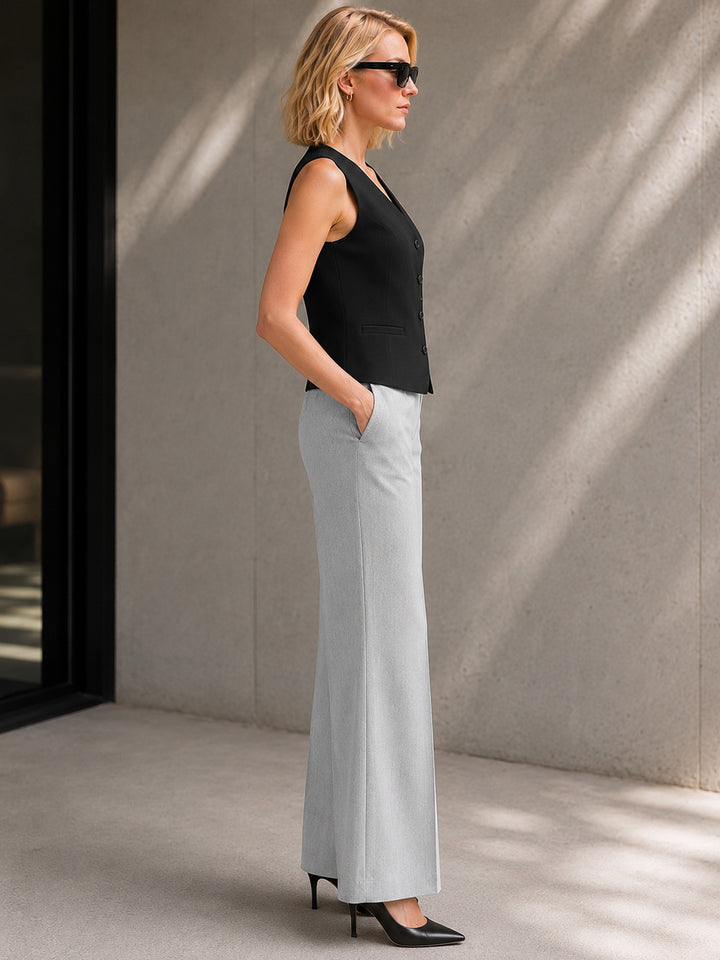Hancock   Women   Black & Light Grey   Solids   Viscose Rayon   Slim Fit   Formal   Suit Set