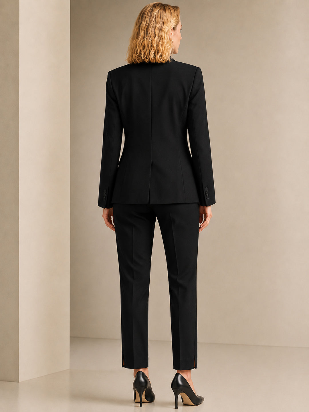 Hancock   Women   Black   Solids   Viscose Rayon   Slim Fit   Formal   Suit Set