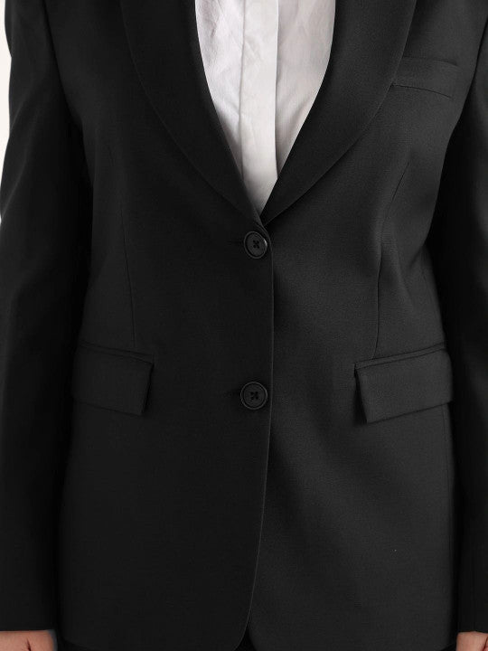 Hancock   Women   Black   Solids   Viscose Rayon   Slim Fit   Formal   Suit Set
