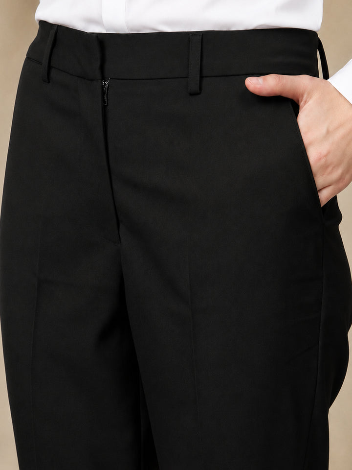 Hancock   Women   Black   Solids   Viscose Rayon   Slim Fit   Formal   Suit Set