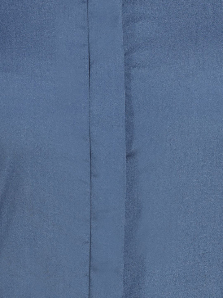 Women Bluish Grey Solid Cotton Elastene Regular Fit Formal Shirt