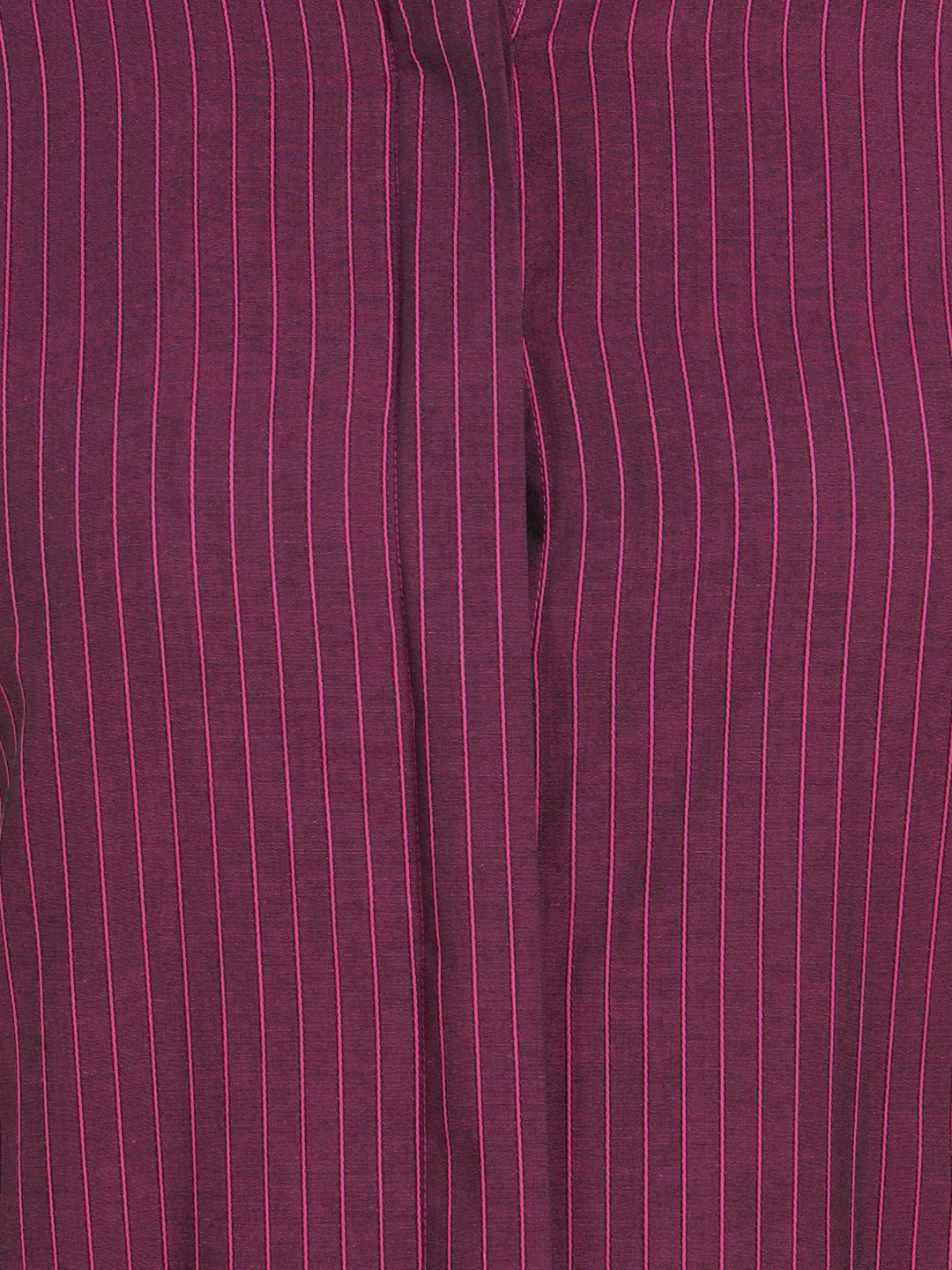 Women Magenta Striped Pure Cotton Regular Fit Formal Shirt