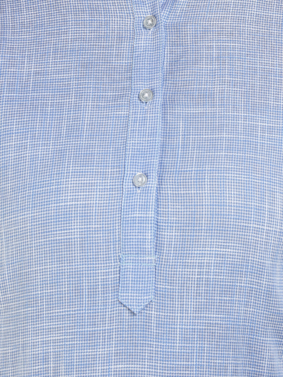 Hancock Women Blue Checked Pure Cotton Regular Fit Formal Top