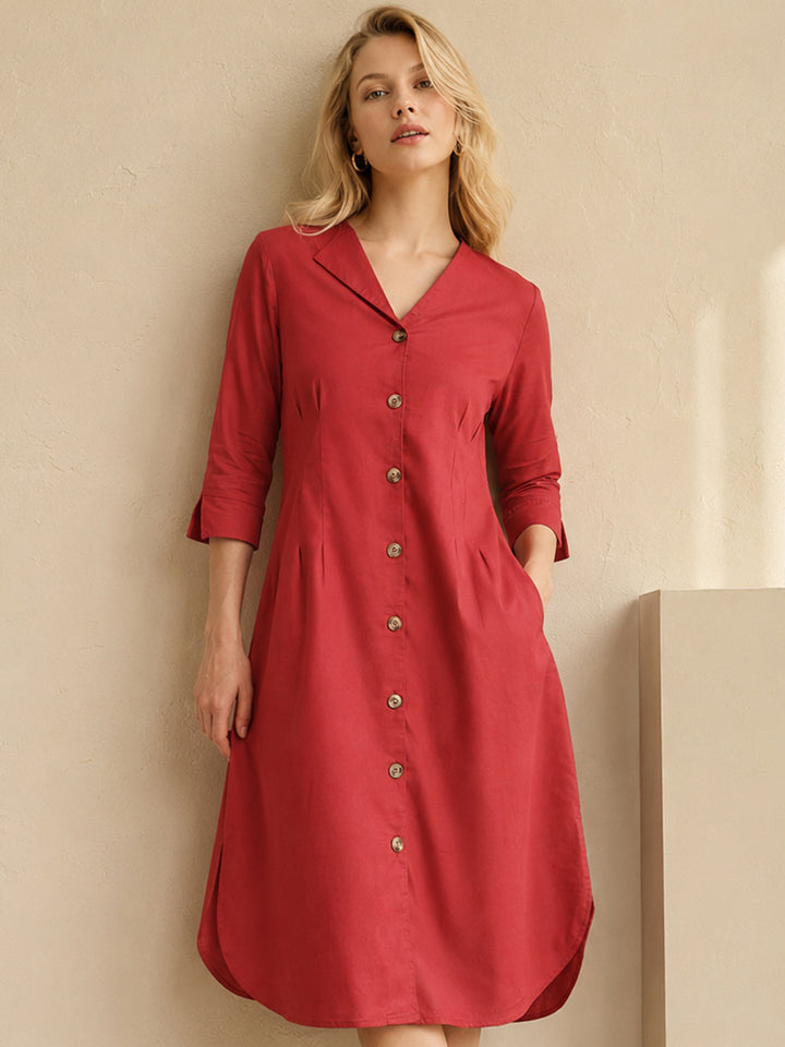 Hancock Women Rust Solid Pure Cotton Regular Fit Formal Dress