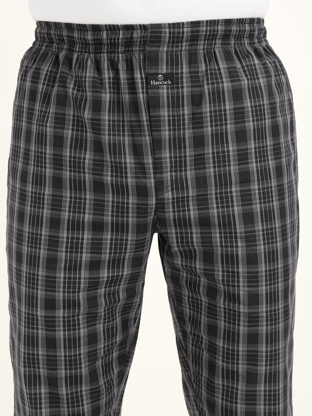 Men Black & Grey Checked Pure Cotton Relaxed Fit Casual Night Suit