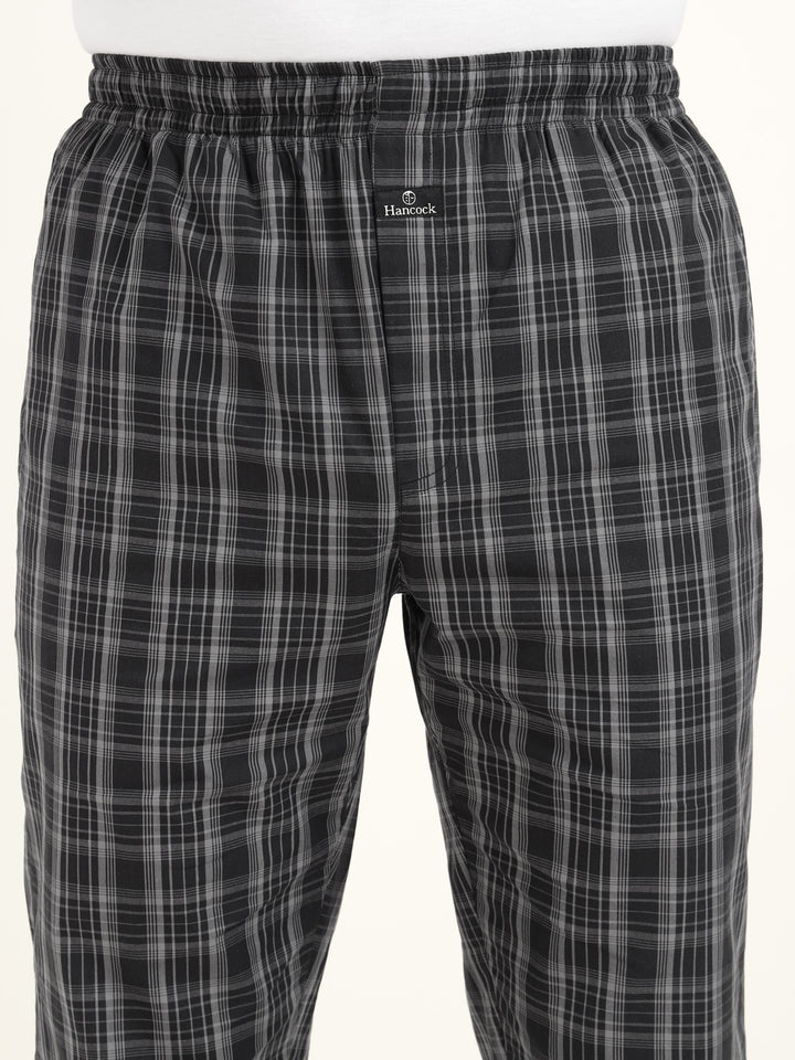 Men Black & Grey Checked Pure Cotton Relaxed Fit Casual Night Suit