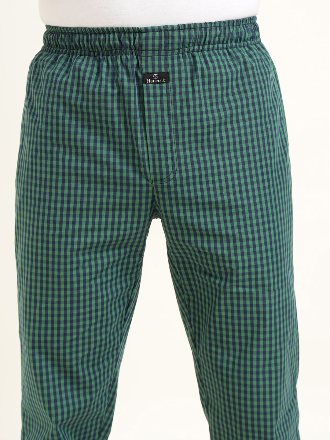 Men Green & Navy Checked Pure Cotton Relaxed Fit Casual Night Suit