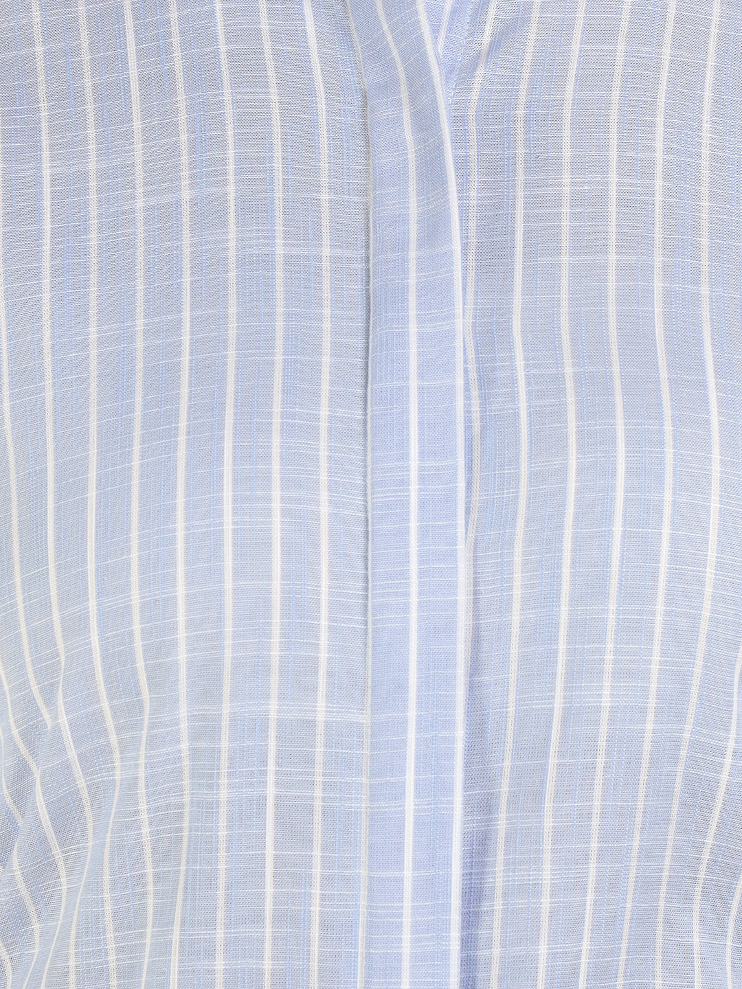 Women Sky Blue Striped Linen Blend Regular Fit Formal Shirt