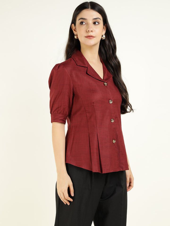 Women Rust Solid Pure Cotton Regular Fit Formal Shirt