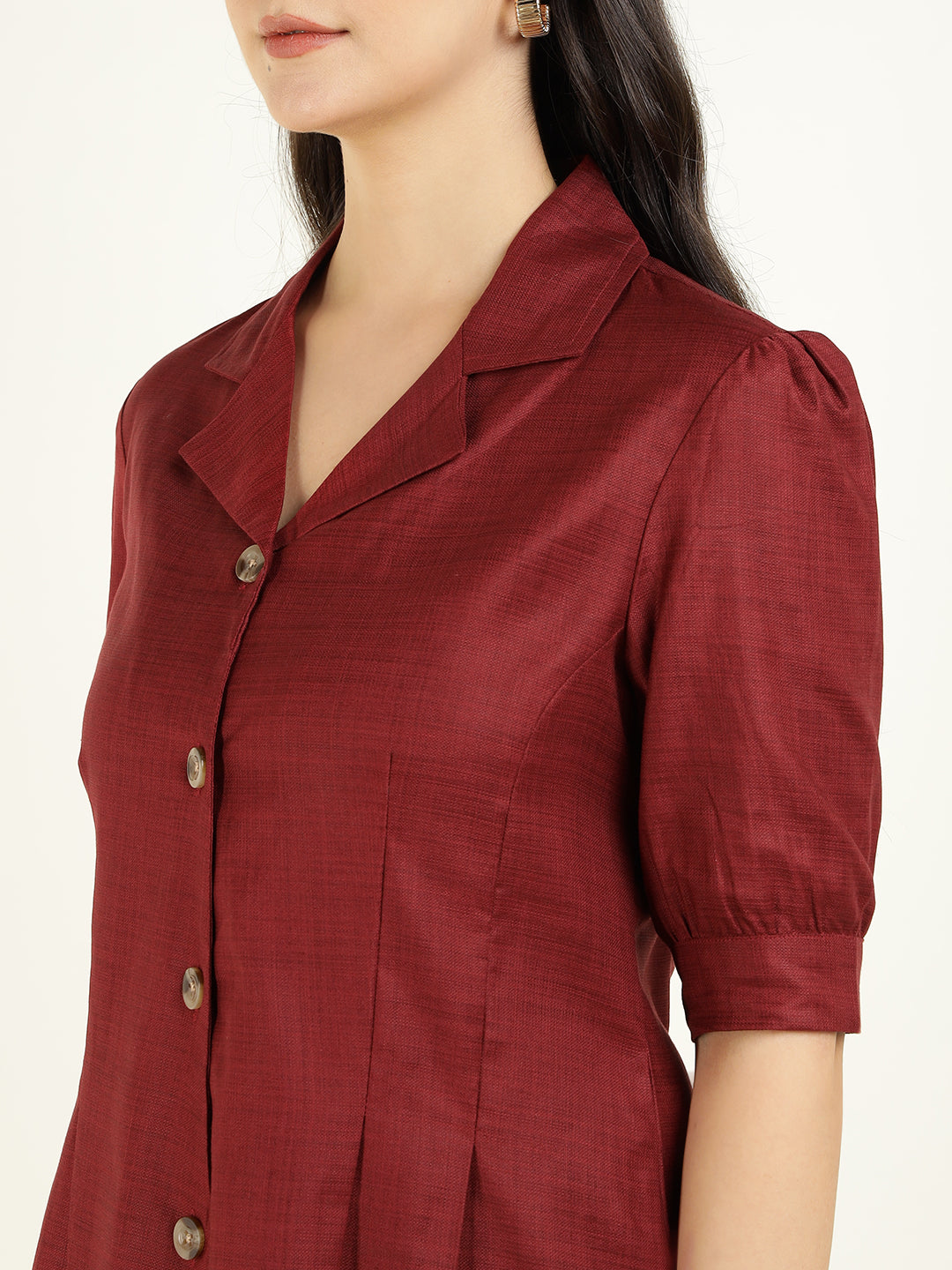 Women Rust Solid Pure Cotton Regular Fit Formal Shirt
