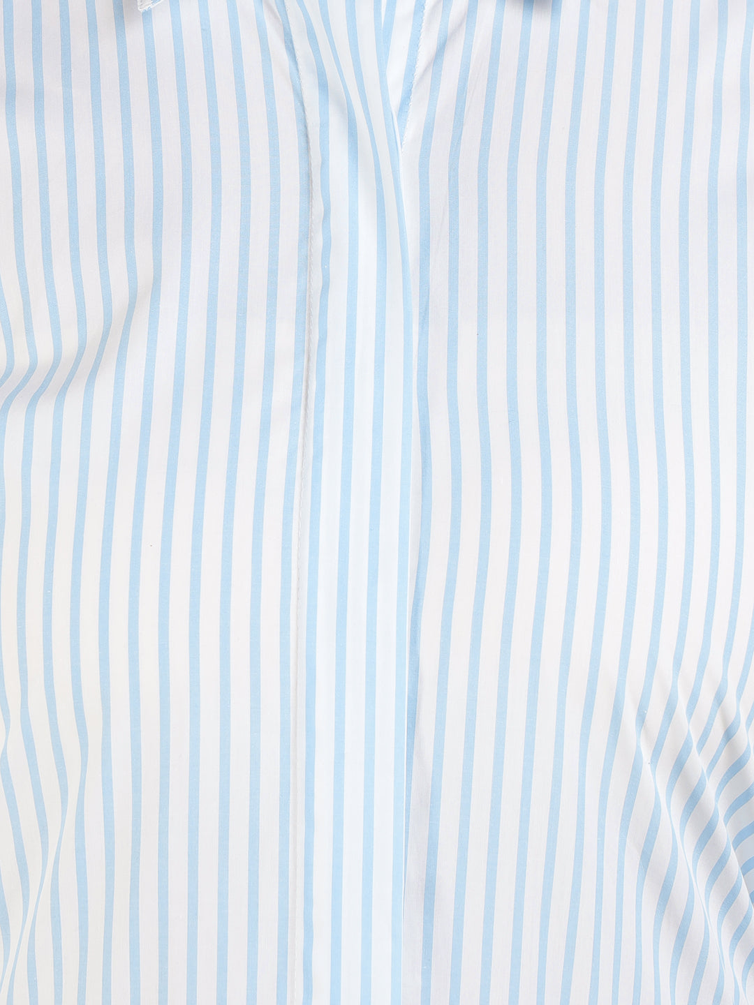 Women White & Blue Striped Pure Cotton Regular Fit Formal Shirt