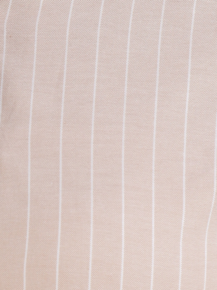 Women Beige Striped Pure Cotton Slim Fit Formal Shirt