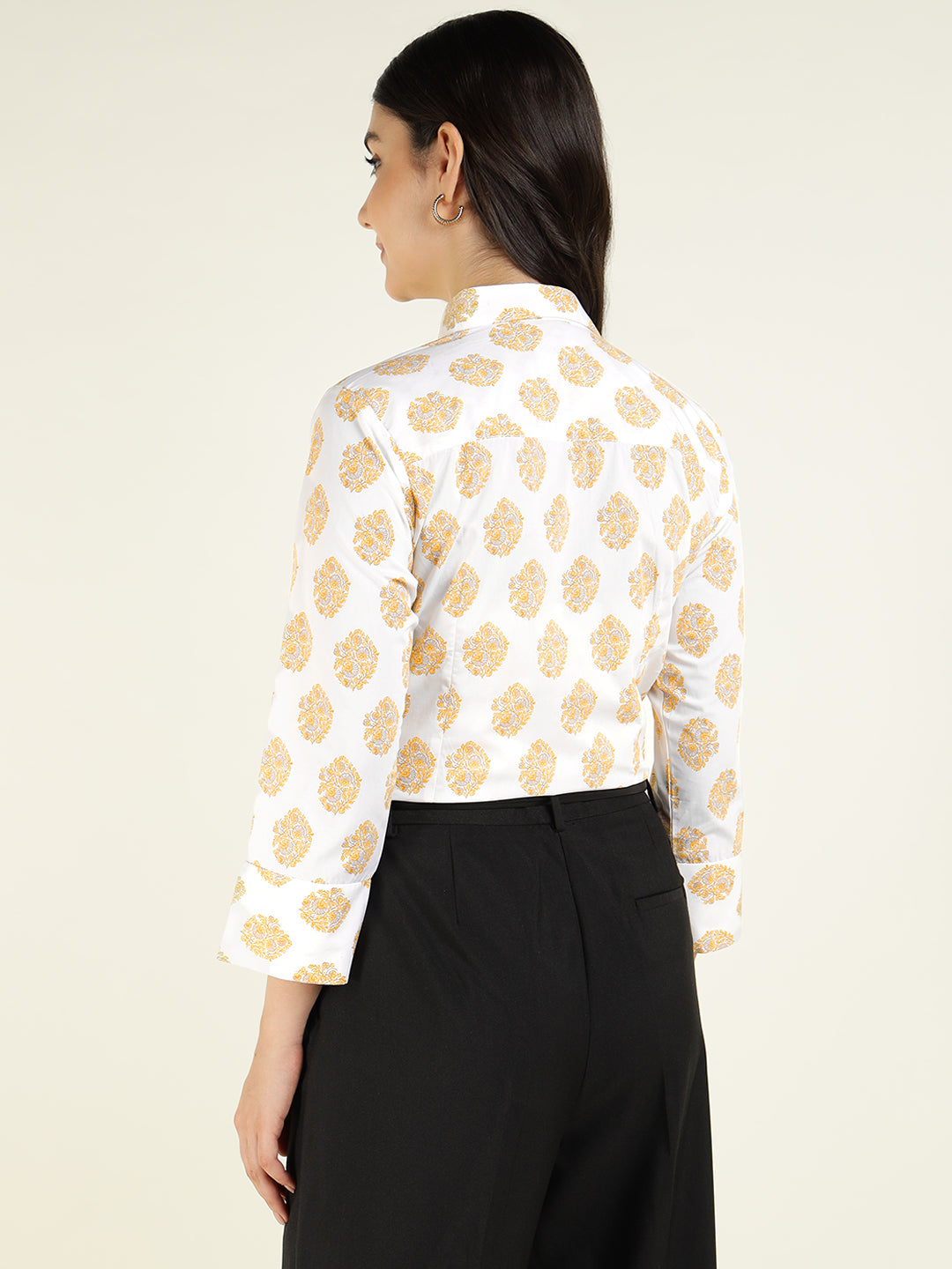 Women White Printed Pure Cotton Regular Fit Formal Shirt