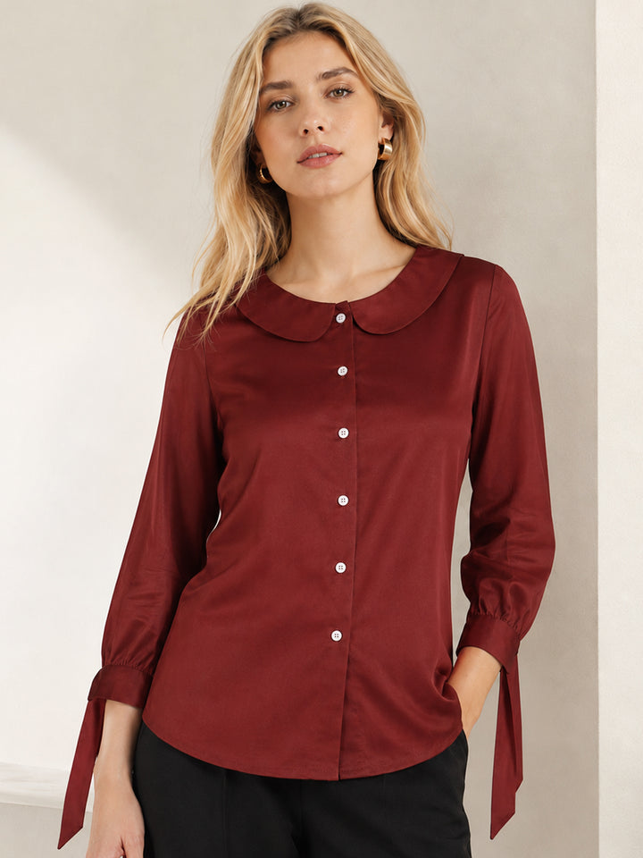 Women Rust Solid Viscose Rayon Regular Fit Formal Shirt