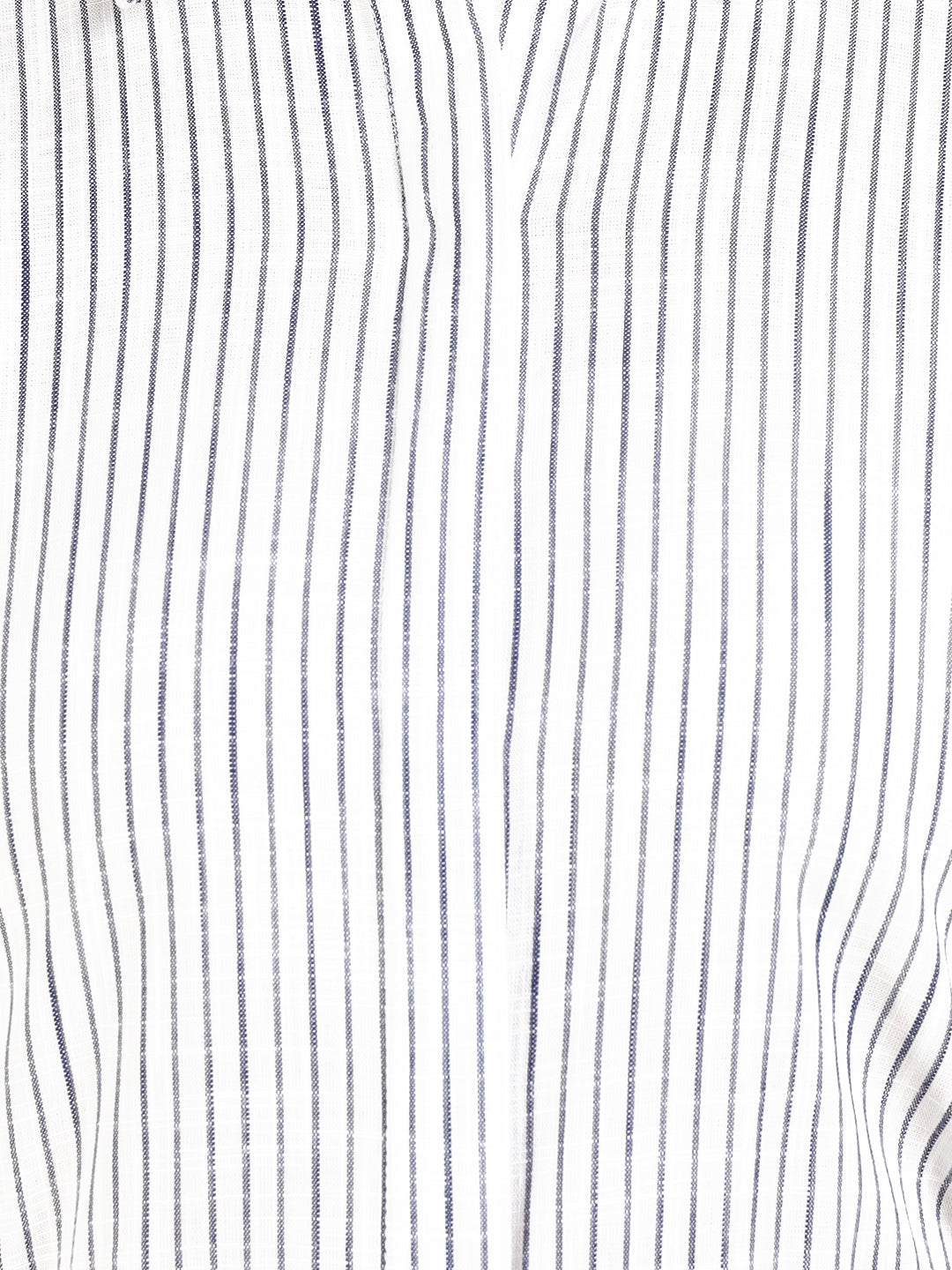 Women White & Navy Striped Linen Blend Regular Fit Formal Shirt
