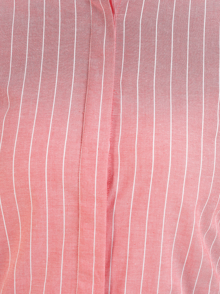 Women Coral Striped Pure Cotton Slim Fit Formal Shirt
