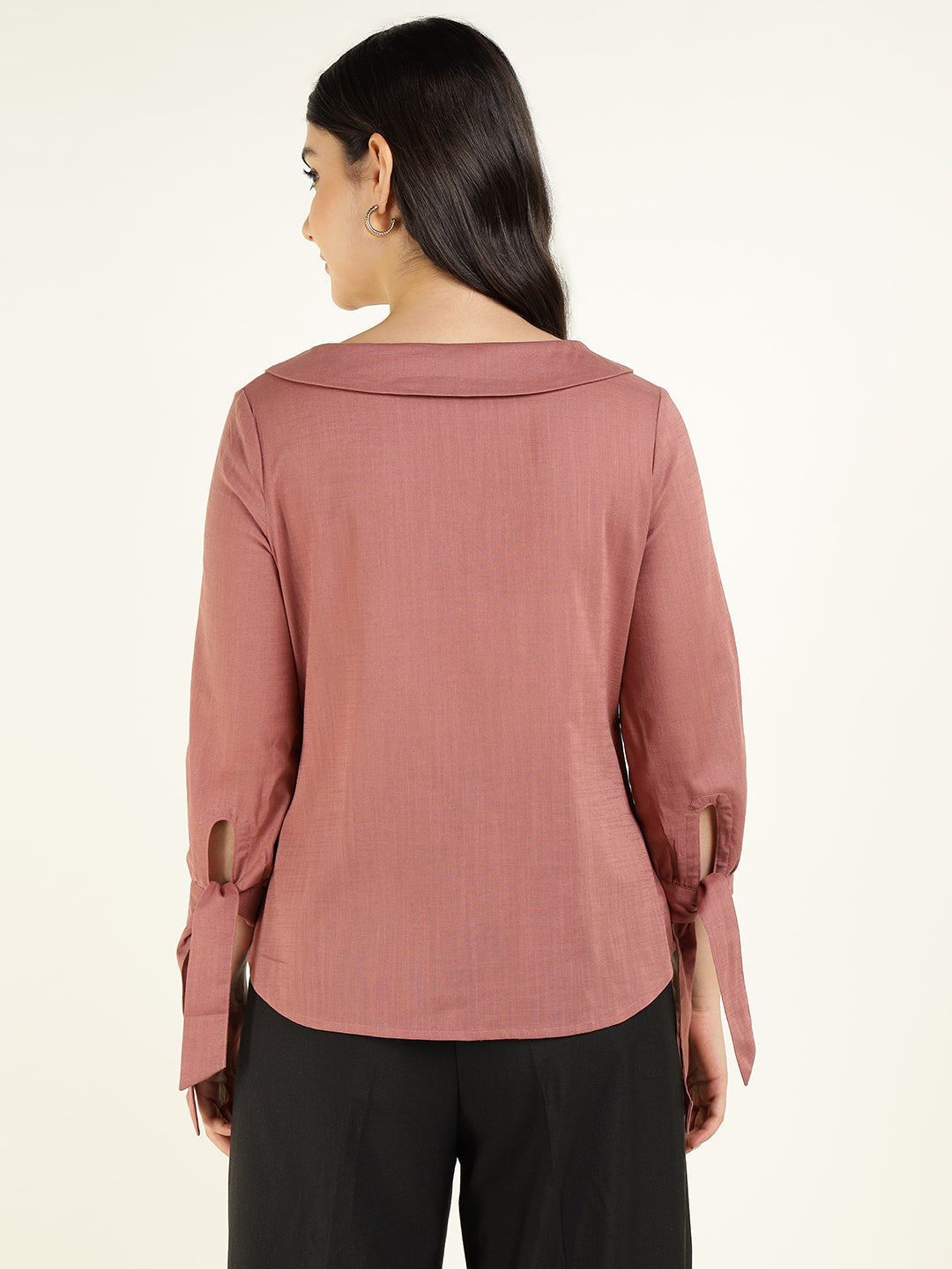 Women Mauve Solid Pure Cotton Regular Fit Formal Shirt