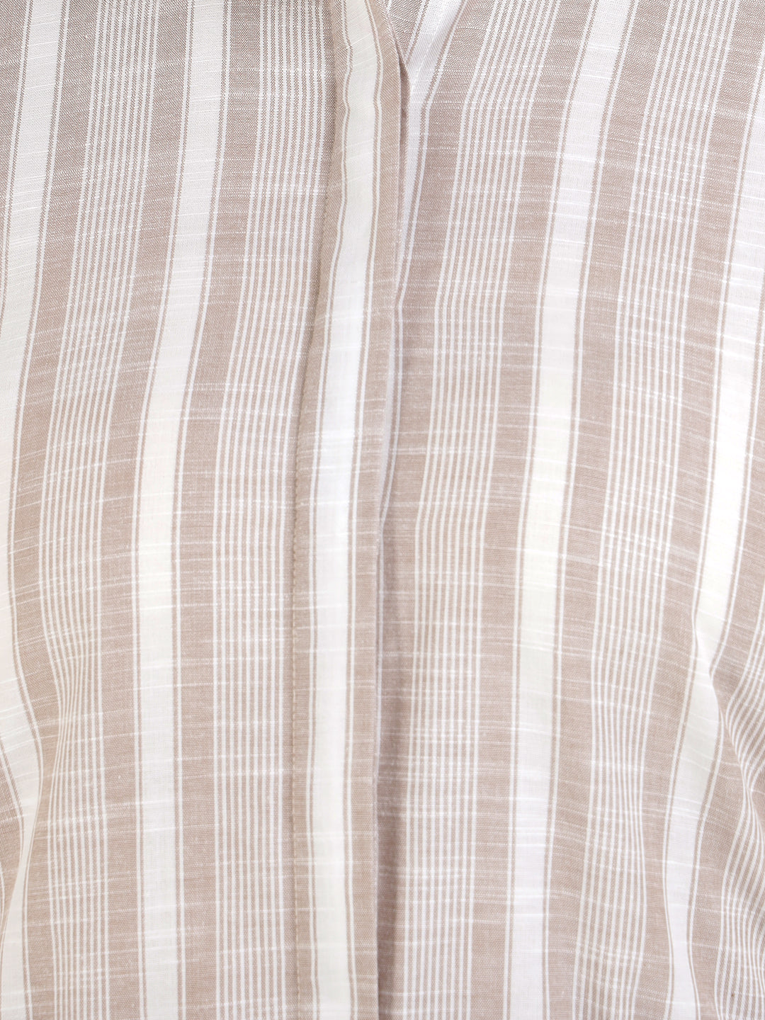 Women Beige & Mauve Striped Linen Blend Regular Fit Formal Shirt
