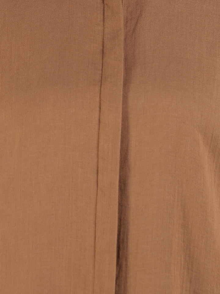 Women Brown Solid Pure Cotton Relaxed Fit Casual Shirt
