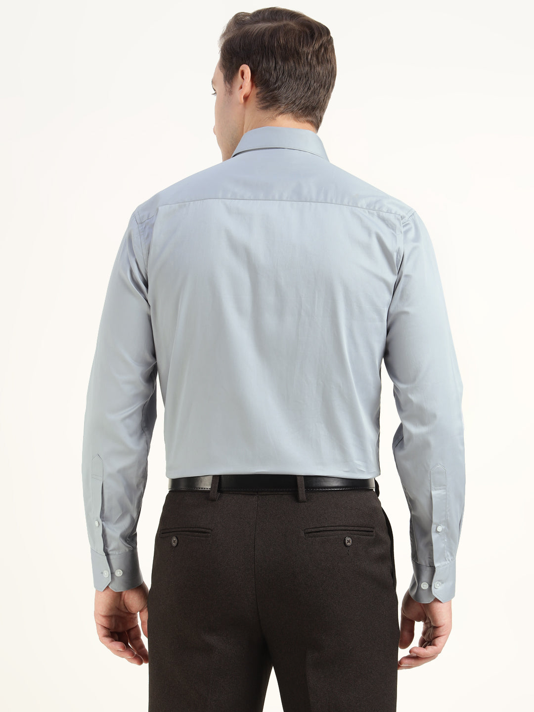 Men Bluish Grey Solid Pure Cotton Slim Fit Party Shirt