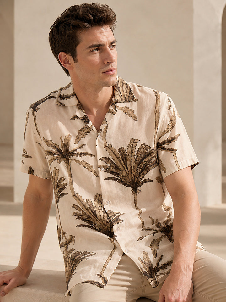 Men Beige & Brown Printed Pure Cotton Relaxed Fit Casual Shirt