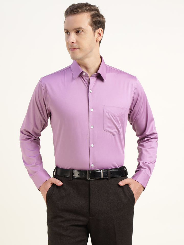 Men Purple Solid Pure Cotton Slim Fit Party Shirt