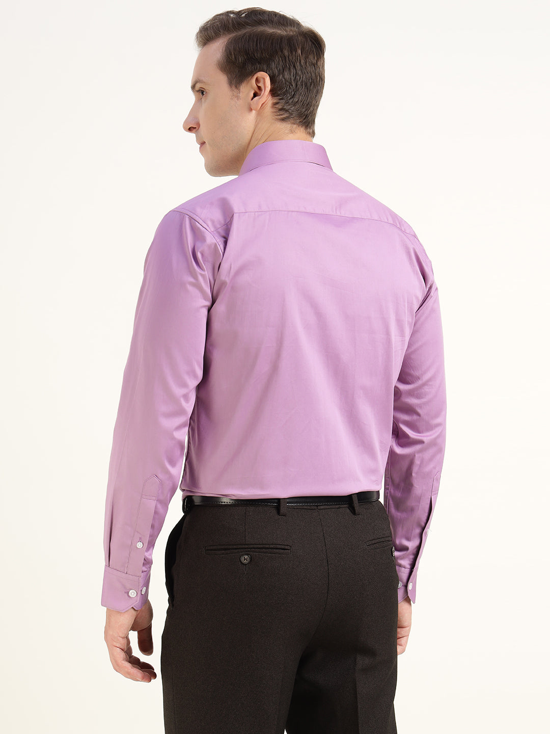 Men Purple Solid Pure Cotton Slim Fit Party Shirt