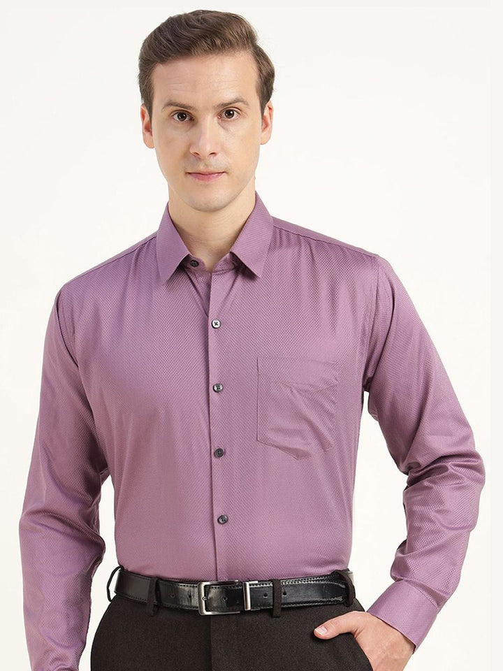 Men Mauve Solid Pure Cotton Slim Fit Party Shirt