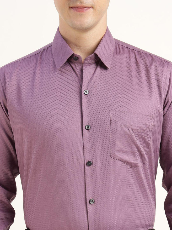Men Mauve Solid Pure Cotton Slim Fit Party Shirt