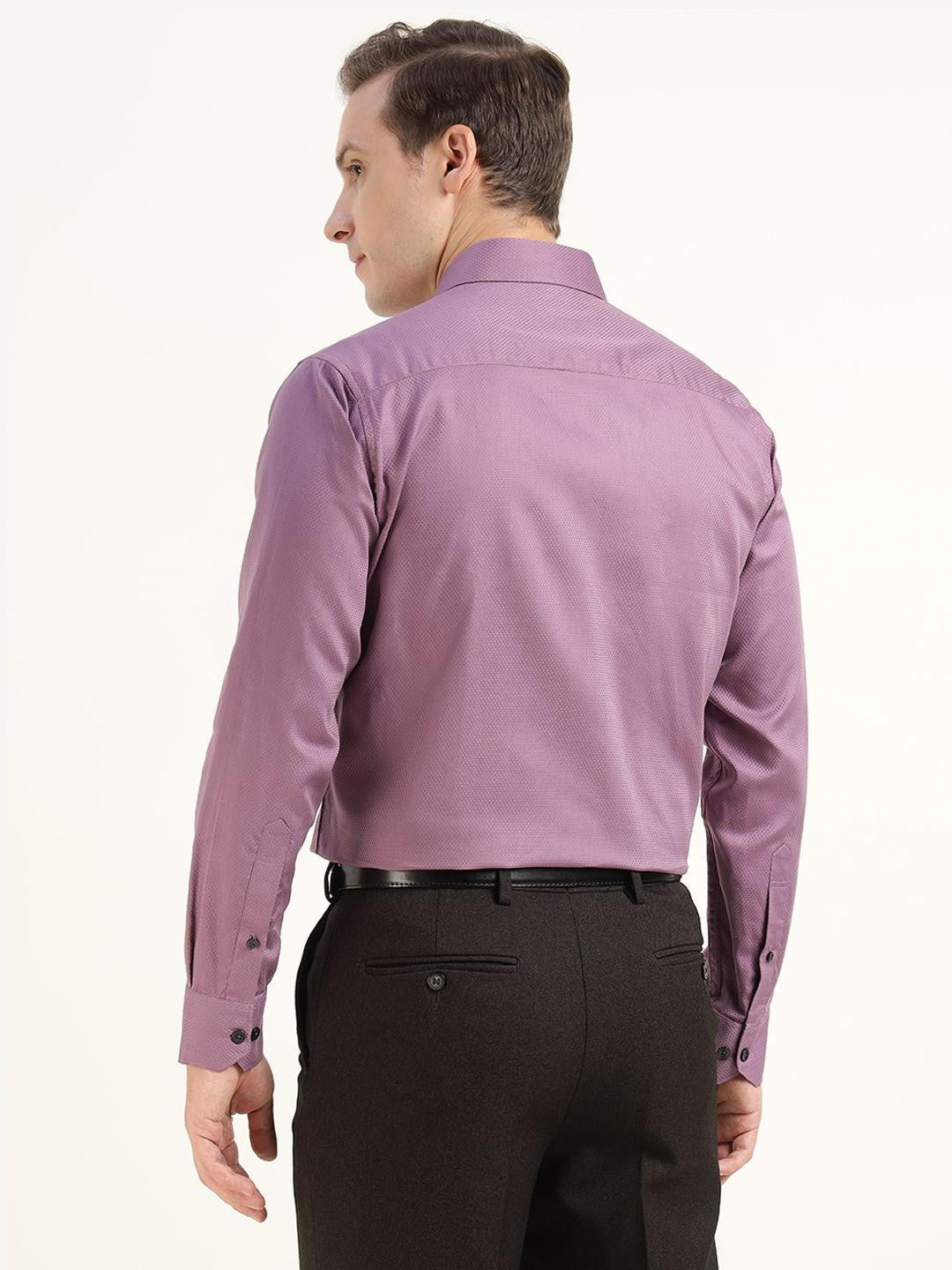 Men Mauve Solid Pure Cotton Slim Fit Party Shirt
