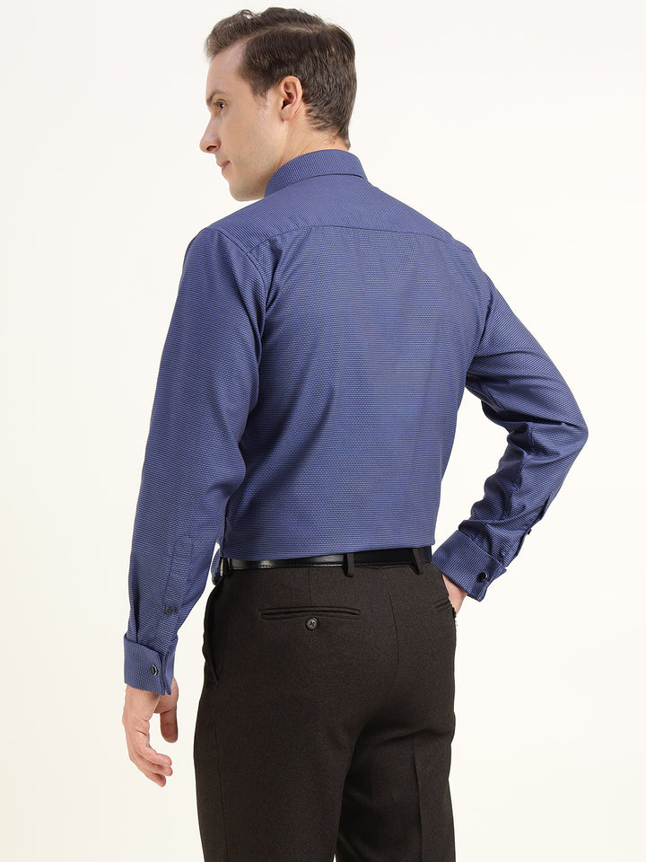 Men Blue Solid Pure Cotton Slim Fit Formal Shirt