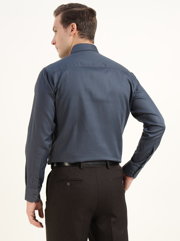 Men Dark Grey Solid Pure Cotton Slim Fit Party Shirt