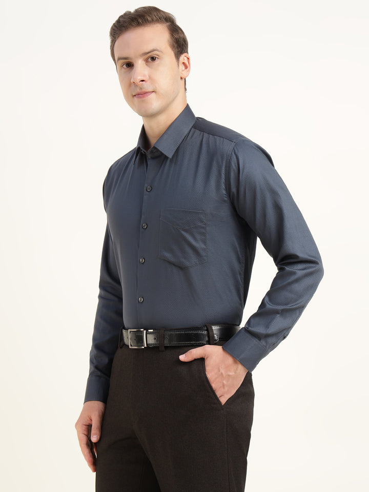Men Dark Grey Solid Pure Cotton Slim Fit Party Shirt