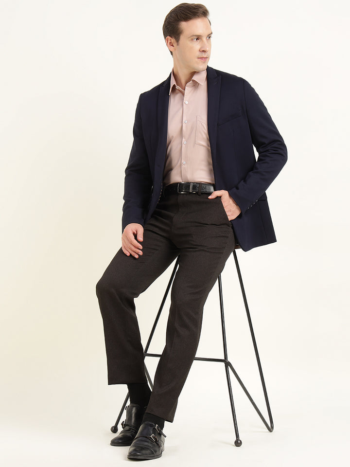 Men Blush Beige Solid Pure Cotton Slim Fit Party Shirt