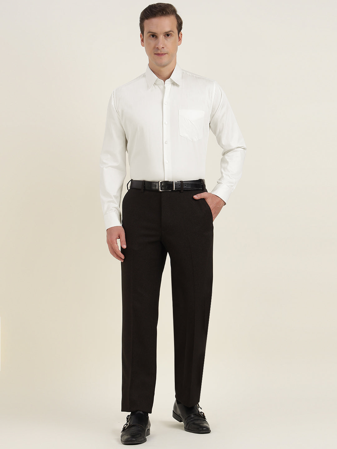 Men White Solid Pure Cotton Slim Fit Formal Shirt