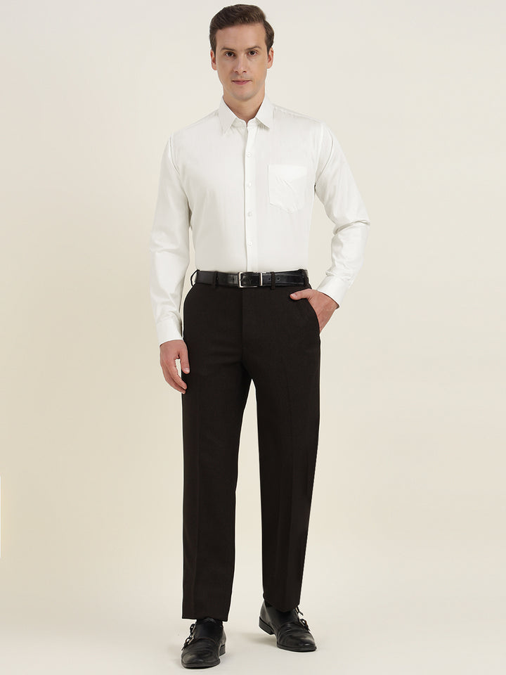 Men White Solid Pure Cotton Slim Fit Formal Shirt