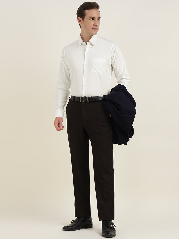 Men White Solid Pure Cotton Slim Fit Formal Shirt