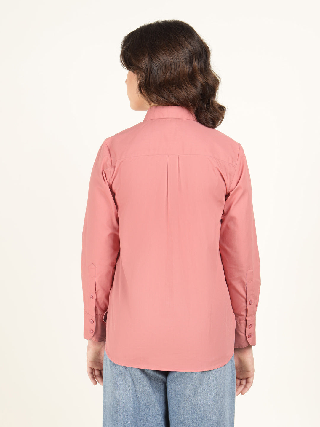 Women Coral Solid Pure Cotton Relaxed Fit Casual Shirt