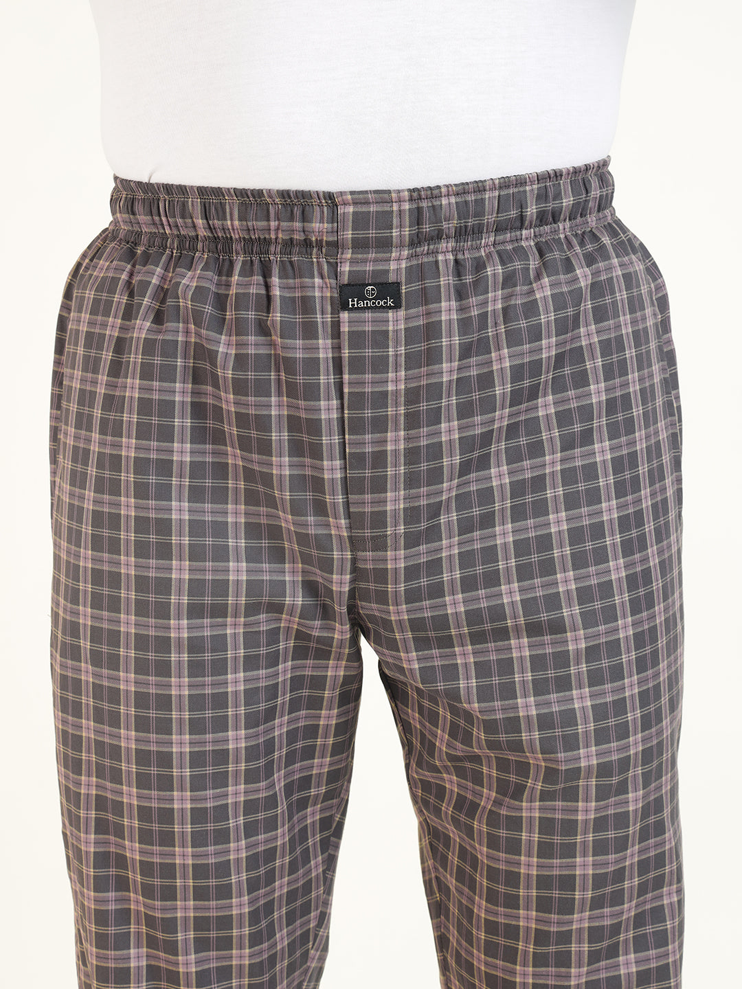 Men Mauve Checked Pure Cotton Relaxed Fit Casual Night Suit