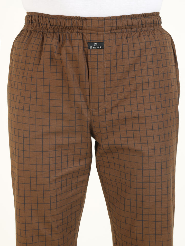 Men Brown Checked Pure Cotton Relaxed Fit Casual Night Suit