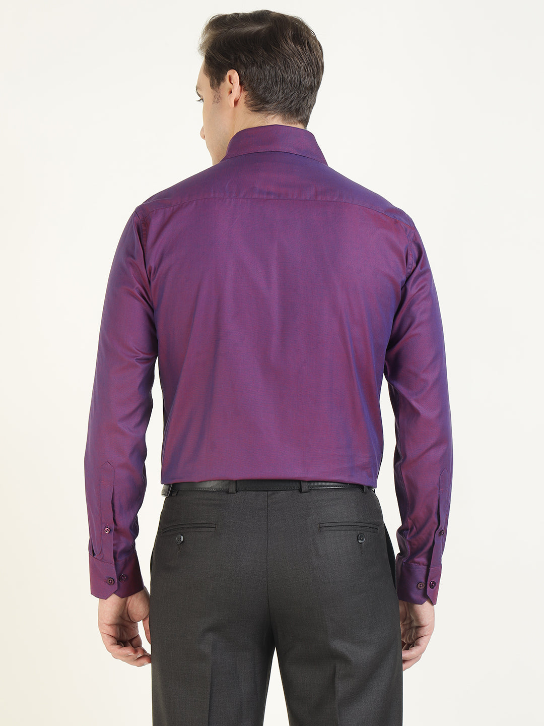 Men Purple Solid Pure Cotton Slim Fit Party Shirt