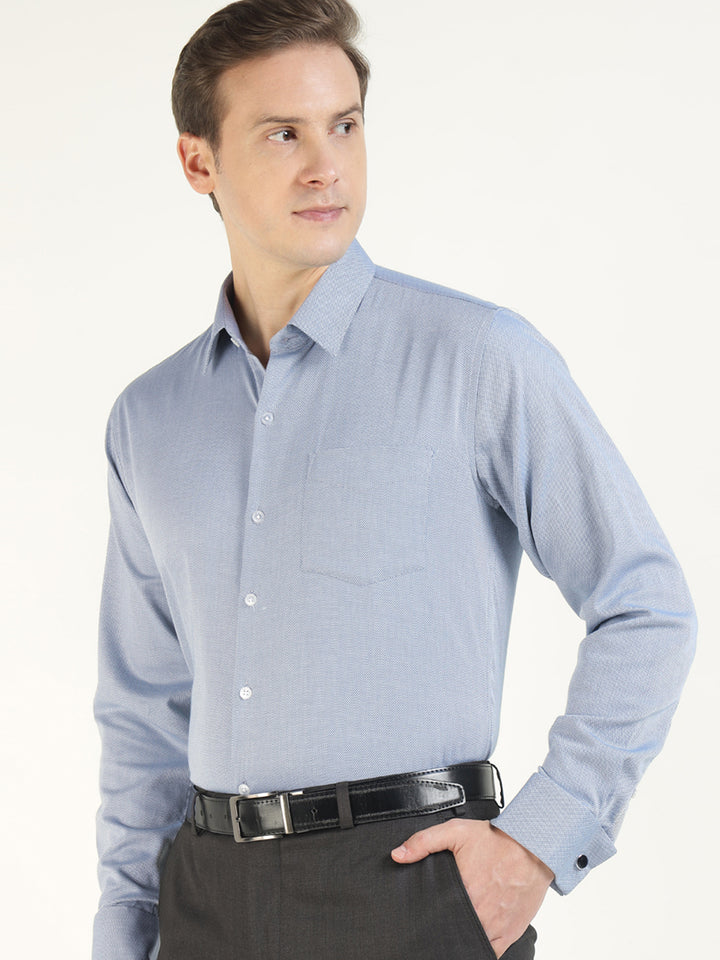 Men Grey Solid Pure Cotton Slim Fit Formal Shirt
