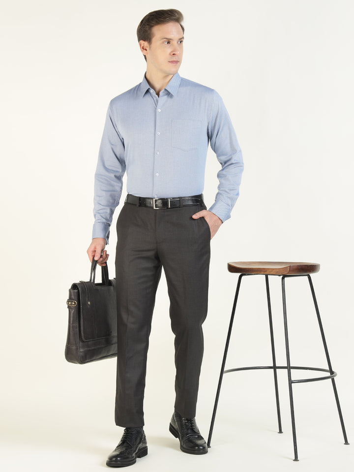 Men Grey Solid Pure Cotton Slim Fit Formal Shirt
