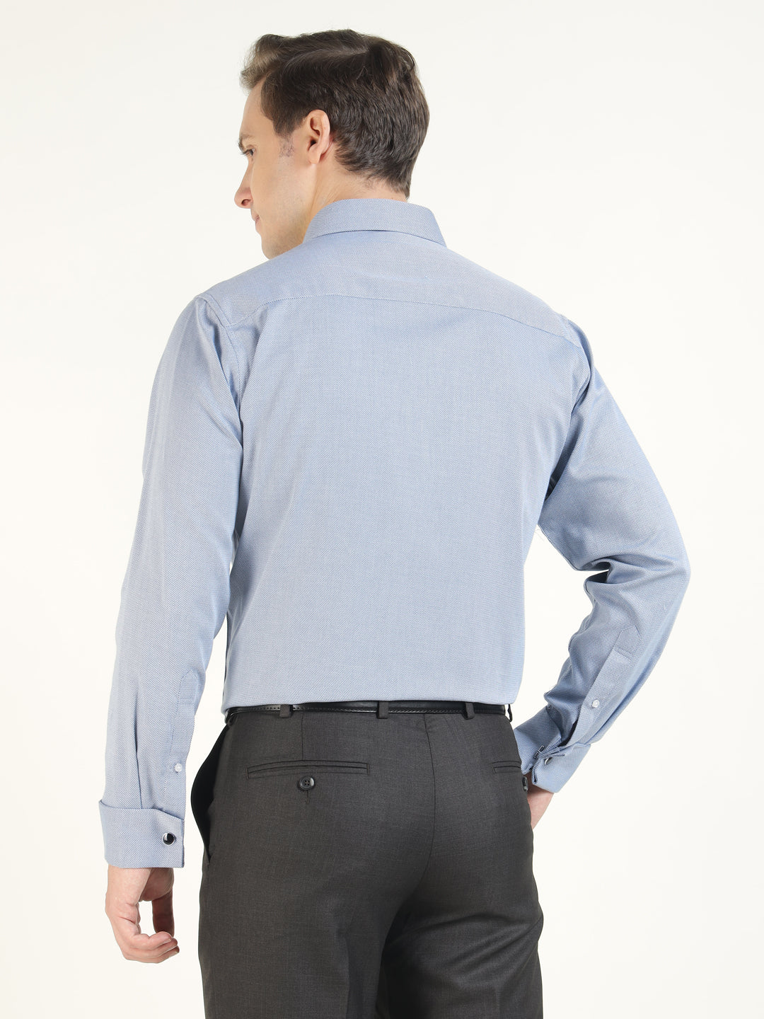 Men Grey Solid Pure Cotton Slim Fit Formal Shirt