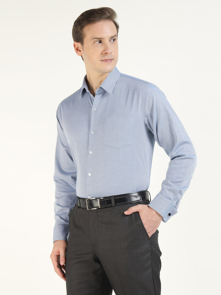 Men Grey Solid Pure Cotton Slim Fit Formal Shirt